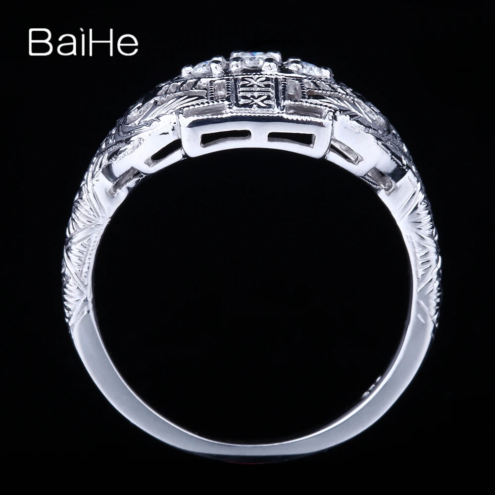 BAIHE Стерлинговое Серебро 925 0.18ct Сертифицированный круглый вырез безупречный натуральные Алмазы обручальные женские модные кольца