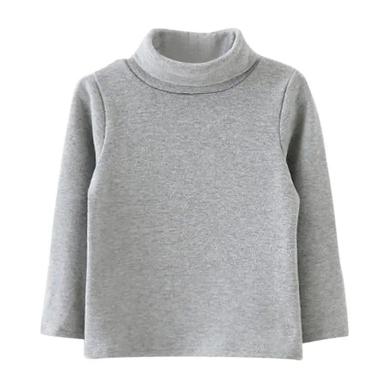 Осенне-зимняя футболка с длинными рукавами и высоким воротником для маленьких мальчиков и девочек джемпер хлопковая Детская футболка с высоким воротником - Цвет: gray