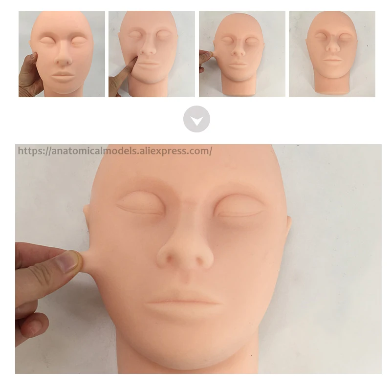 

TB/52101,Simulated Facial Cosmetic Injection Suture Head Model, Soft Silicone Head Model, Eyebrow Eyeliner for Beauty Salon