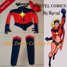 Free Shipping DHL Warbird Binary Ms Marvel Costume Captain Marvel Navy/Red Spandex Super Hero Cosplay Halloween Costume MM1837