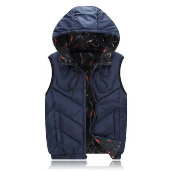 

Plus size 4XL-6xl 7XL 8XL cotton Winter men's vest male vest Coat with Hooded Hat Detachable Both sides can be worn for 150 kg