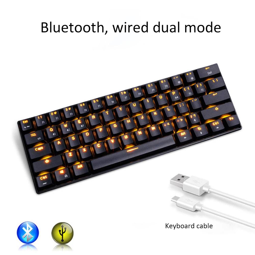 61 Ключи Беспроводной двойного режима Bluetooth игровой ноутбук для дома и офиса механическая клавиатура для PC ноутбук рабочего стола Windows Android IOS