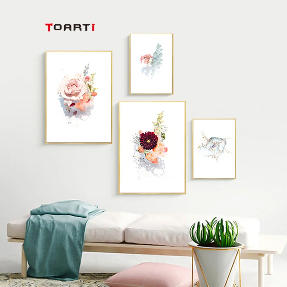 Gorgeous Blossom Drawing Wall Art Modern Realistic Painting Watercolor Prints Nordic Vintage Poster Living Room Decoration Mural (5)