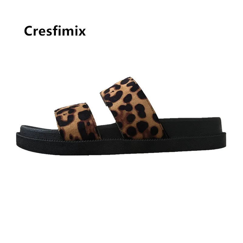 Cresfimix/модные удобные летние шлепанцы с леопардовым принтом для подростков; женские милые весенние шлепанцы; крутые шлепанцы; vrouwen pantoffels; a5300