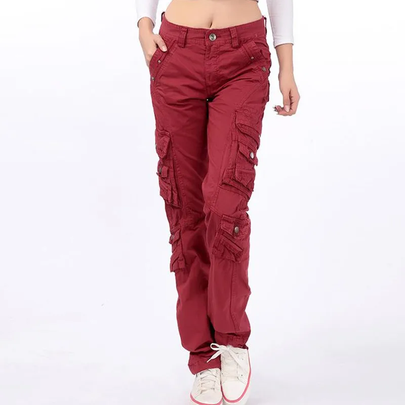 Pantalon femme, женские спортивные хлопковые брюки, свободные прямые брюки-карго с несколькими карманами, уличная одежда для девочек, штаны в стиле хип-хоп - Цвет: as picture