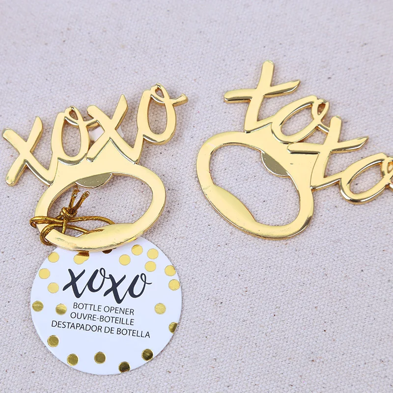

Free Shipping 30pcs/lot Wedding Favors XOXO GOLD BOTTLE OPENER