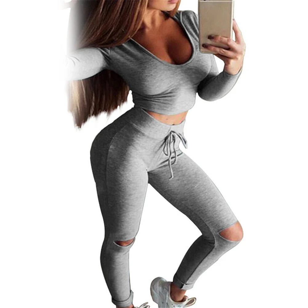 Buy Sexy Solid Running Sports Suit Fitness Gym Tracksuit Women Yoga Set Padded