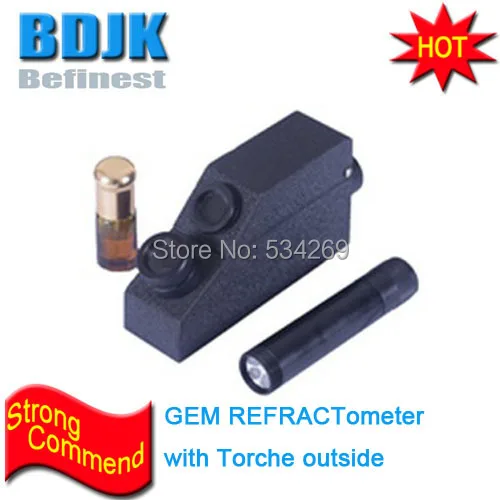 

External Flashlight Portable Gemology Gemstone GEM Refractometer with Gift Box Gemology Test Instruments (Not Including Oil)