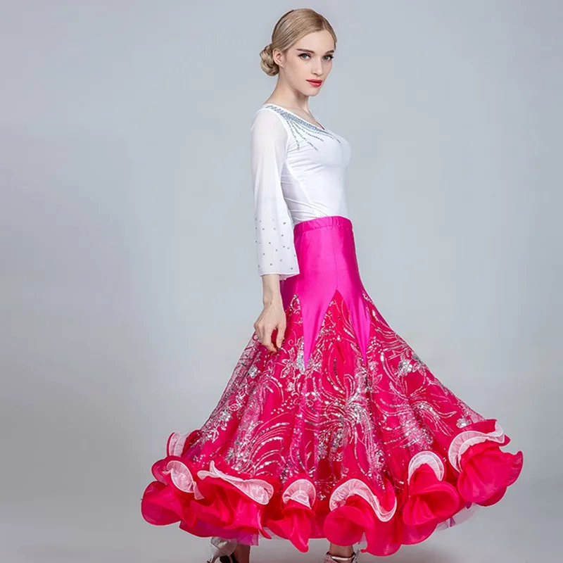 D ecorative Design Waltz Standard Skirt For Dancing Women Ballroom Dance Skirts Flamenco Dance Top Stage Spanish Costume