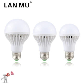 

LED Sound Sensor Lamp E27 220V 230V 240V Led Bulb 3w 5w 7w 9w 12w Cold White Auto Smart Infrared Body Sensor Light