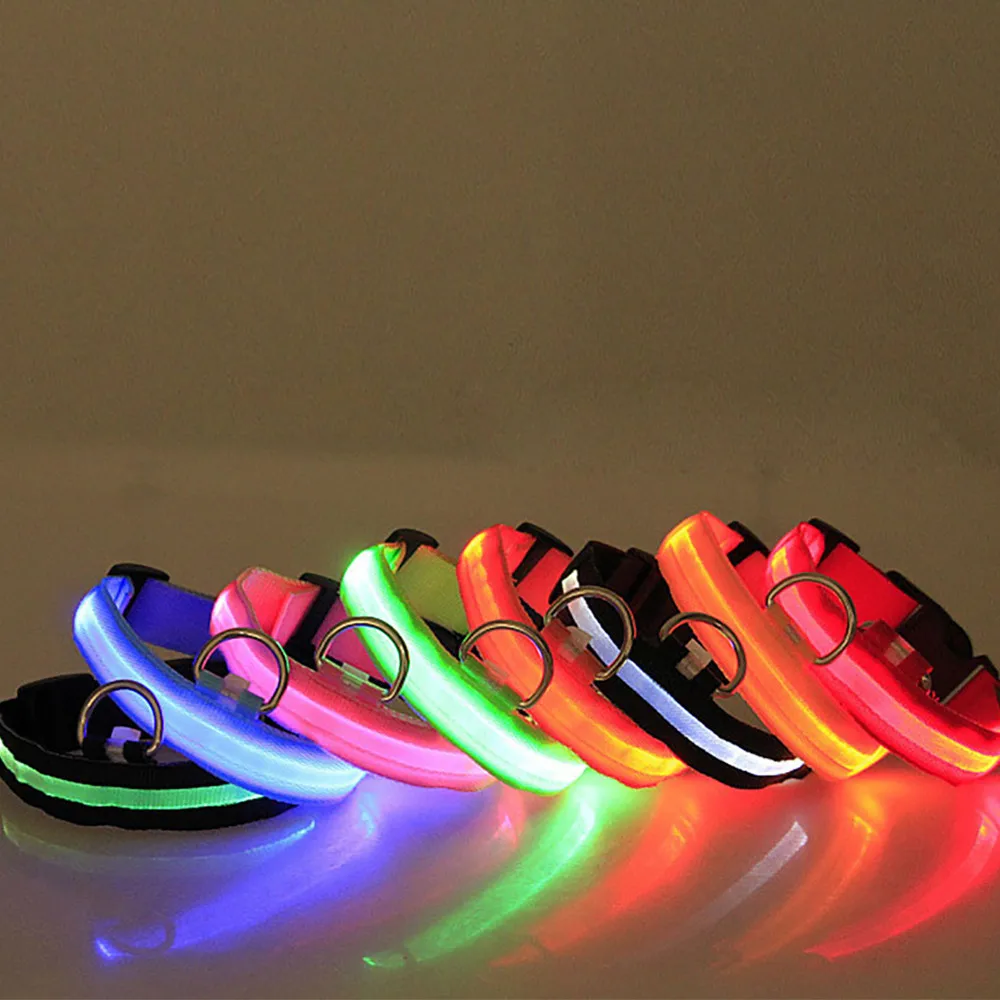 

Safety Pet Collar For Lighted Up Nylon Solid LED Dog Collar Glow Necklace for Small Medium Large Dog