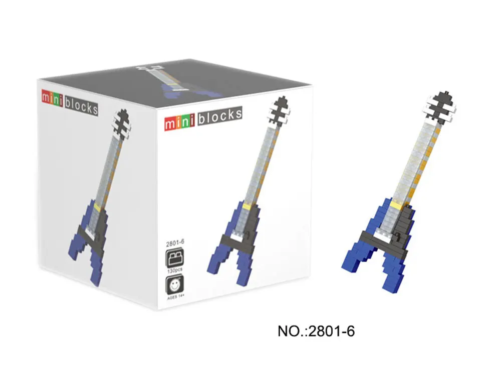 Полный набор 6 шт. diy музыкальный инструмент Мини Строительные блоки модели Гитара Бас барабанный набор клавиатура скрипка ремесленные игрушки подарки для детей