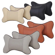 1 Pc Faux Leather Hole digging Car Headrest Supplies Neck Safety Pillow For Auto