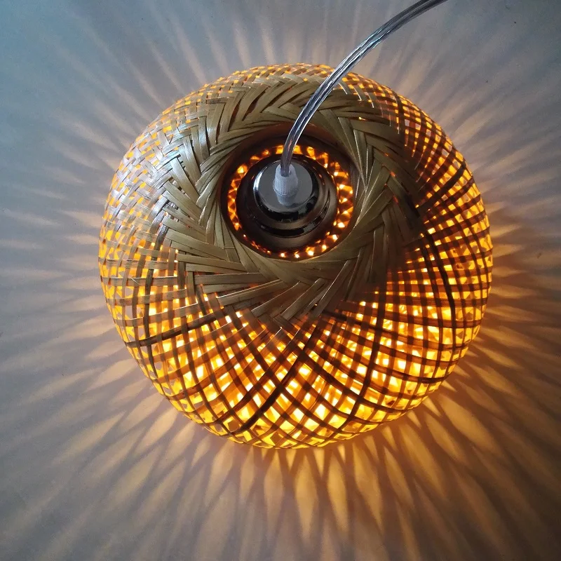 

modern nature bamboo work hand knitted bamboo Pendant Lamp Good Price Pendant Lamp With bamboo Shades For dinning Room