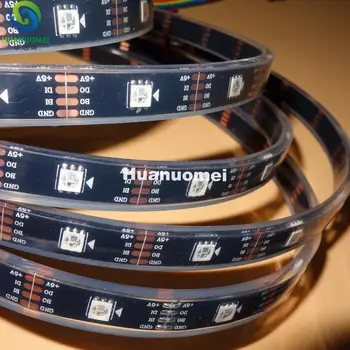 

Addressable 5m 30LEDs/m DC5V WS2813 RGB led pixel strip,IP67 in the tube,with 30pixels/M;BLACK PCB