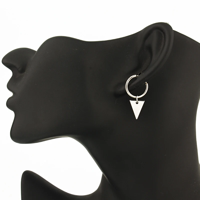 1 пара, трендовые простые маленькие треугольные серьги-кольца с геометрическим узором для женщин, шикарный серебряный цвет, бесконечный круг, ювелирные изделия для ушей E801