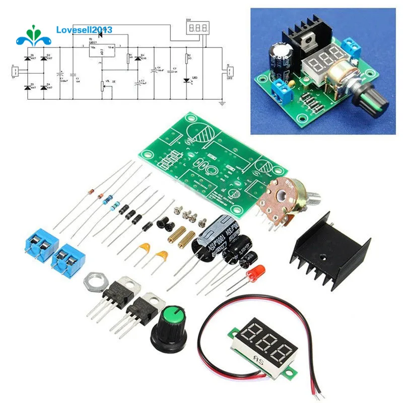 LM317 цифровой дисплей Регулируемый блок питания модуль DIY наборы NE