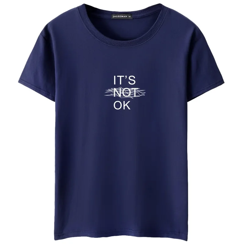 

High-quality 2019 summer casual wear IT'S NOT OK Printing short sleeve shirt oversized S-5xl men's T-shirt