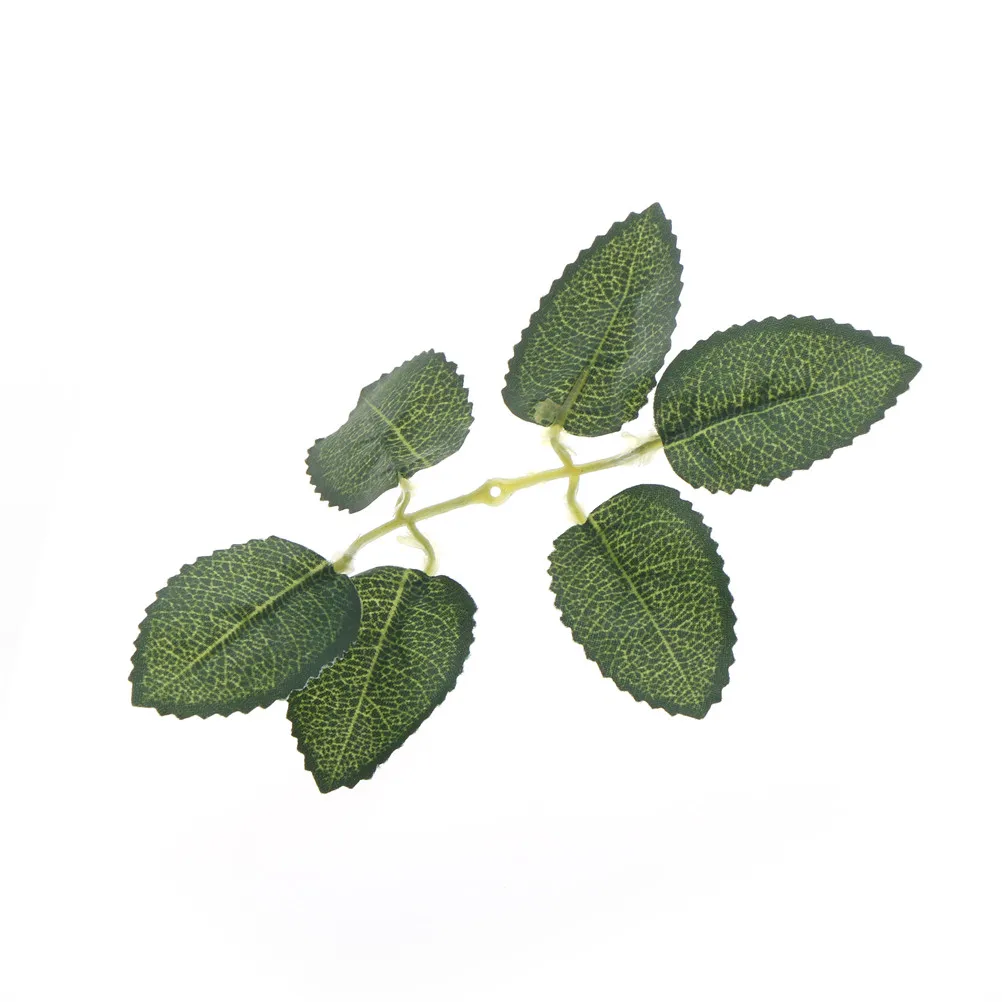 50PC Green Christmas Leaves Artificial Flower For Wedding Decoration Garland Rose Leaf Foliage Decorative DIY Scrapbooking Craft