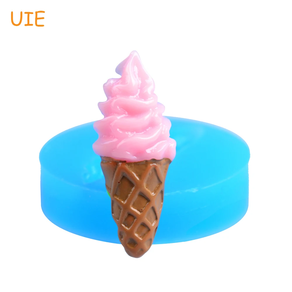 XYL051U 35.3mm Delicious Ice Cream Flexible Silicone Push Mold Polymer Clay Charms (Clay Fimo