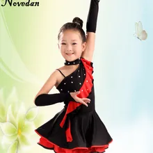 Профессиональный высокое качество хрустальные стразы неравный бальные для Латинской сальсы танцевальный костюм для девочек