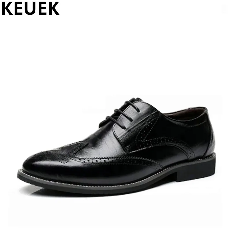 

Plus Size 38-48 Luxury Vintage Men Brogue shoes Genuine leather Male Flats Dress shoes Lace-Up Pointed Toe Oxford Derby Shoes 3A