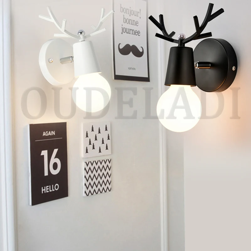  Nordic Adjustable LED Wall Lights colorful cartoon Deer Antlers Bedroom Reading Sconce Wall Mounted - 32909562881