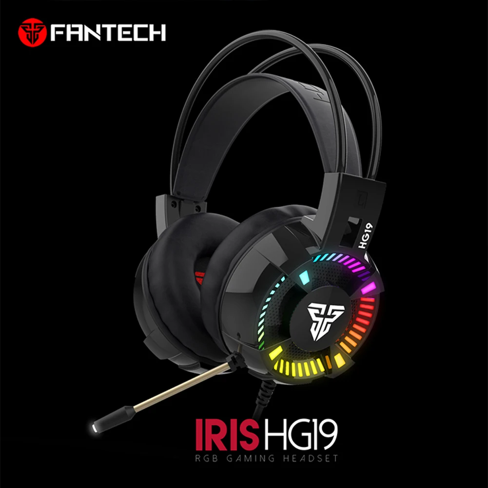FANTECH HG19 игровая гарнитура True 7,1, игровые наушники с объемным звуком для игры в FPS, 50 мм, драйвер, стерео, с шумоподавлением, микрофон