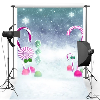

MEHOFOTO Christmas Vinyl Photography Background Snowscape Candy New Fabric Flannel Backdrop For Children photo studio Props 871