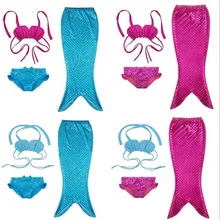 От 2 до 7 лет летний купальный костюм русалки для девочек, синий купальный костюм из 3 предметов, купальник-бикини «Русалочка» "хвостатый" набор Косплэй одежда летняя одежда для маленьких девочек, летняя одежда для маленьких девочек, купальный костюм