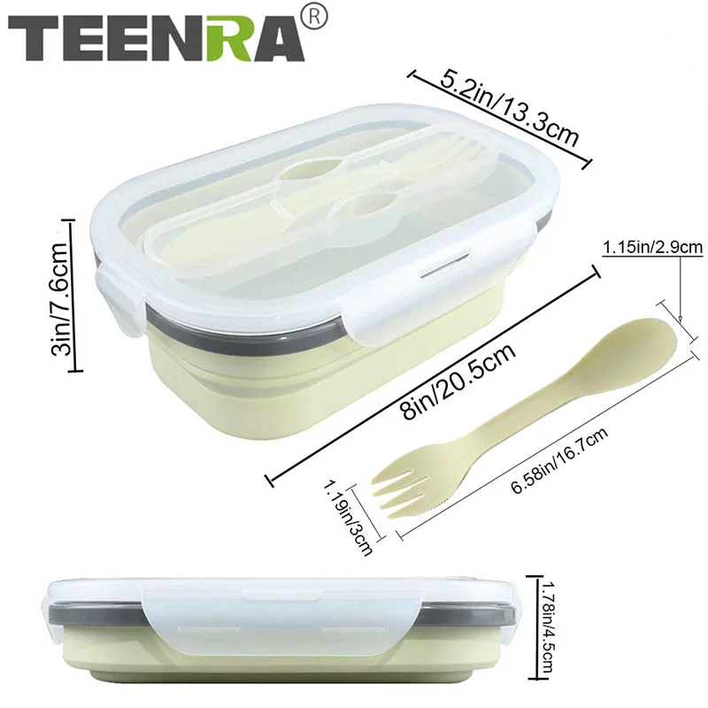 TEENRA 1 шт. складной Ланчбокс Силиконовый Бенто коробка переносной Ланч бокс