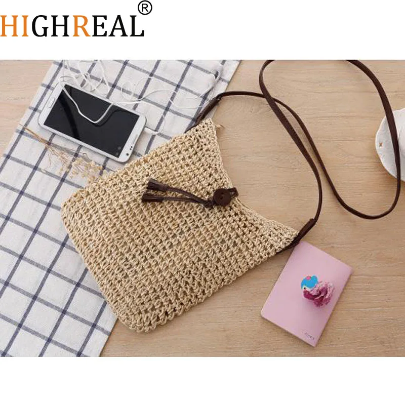 Модная миниатюрная Плетеная соломенная сумочка HIGHREAL женская маленькая плетеная