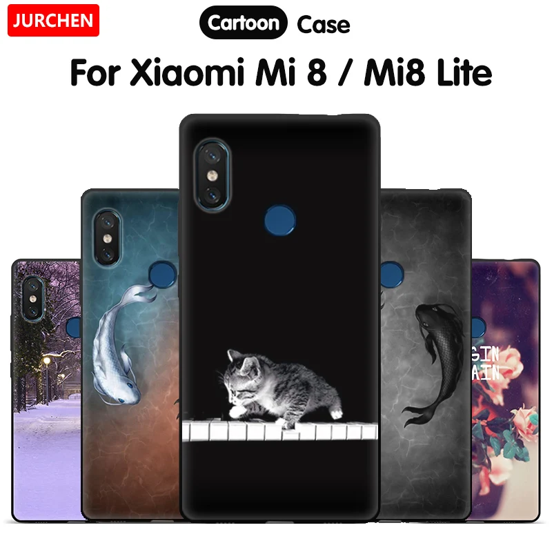 

JURCHEN Cartoon Soft For Xiaomi Mi 8 For Xiaomi Mi 8 Lite Case Silicone Black Phone Case Cover For Xiaomi Mi8 Lite / Mi 8 Youth