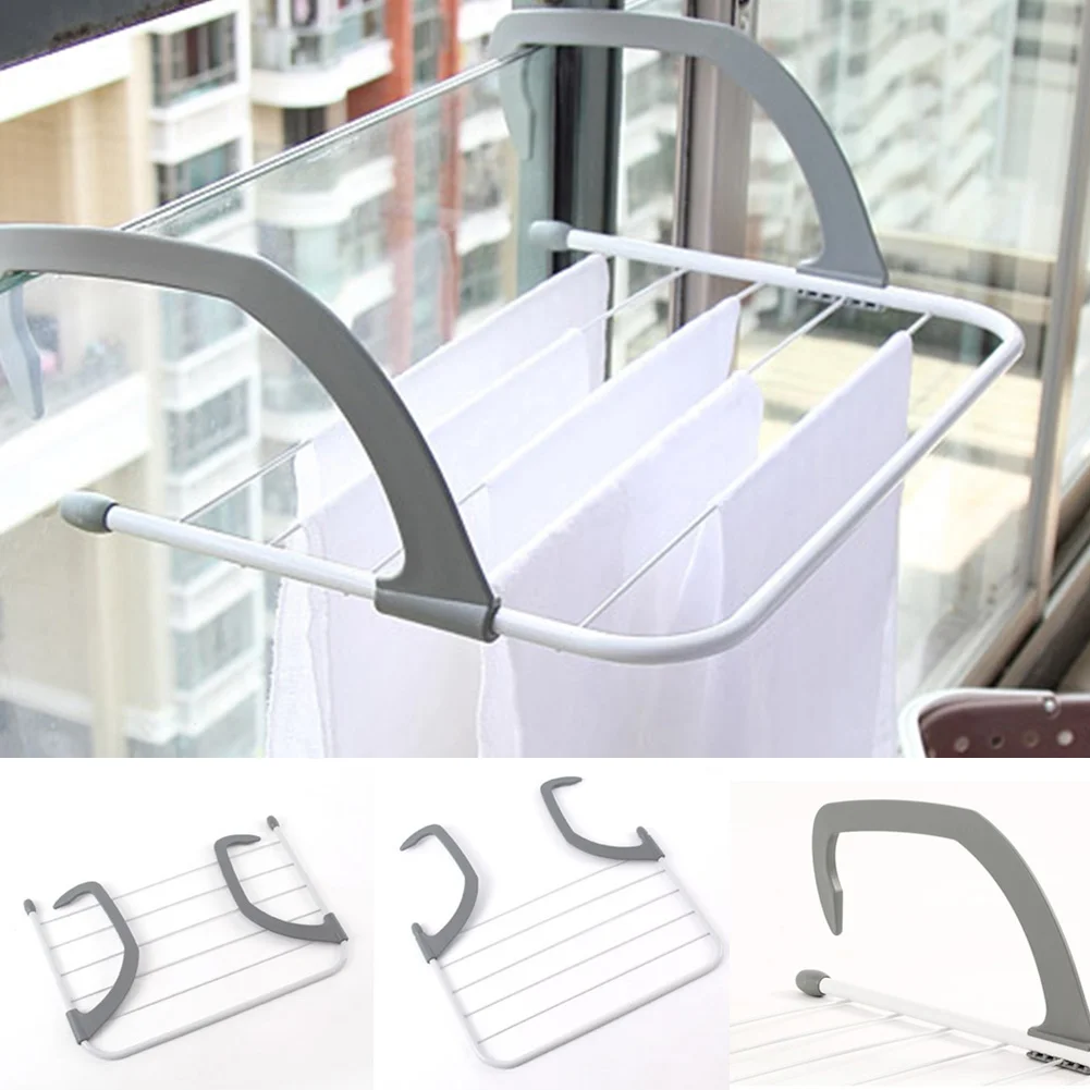 

Outdoor Pole Storage Airer Hanging Drying Rack Clothes Laundry Multifunction Radiator Balcony Telescopic Folding Adjustable