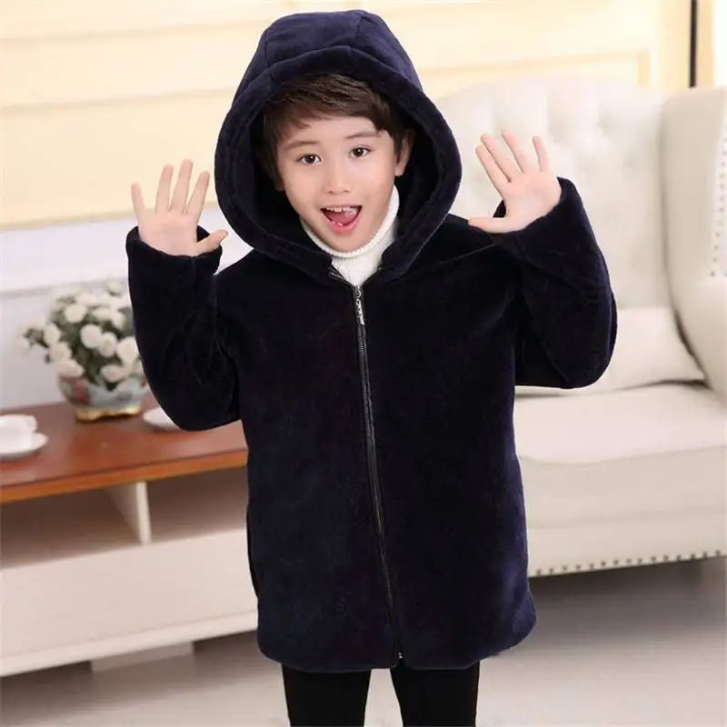 Г. Новые зимние детские куртки для мальчиков, пальто Детская Толстая теплая Вельветовая парка для мальчиков верхняя одежда из искусственного меха норки для подростков F04 - Цвет: black yangjianrong