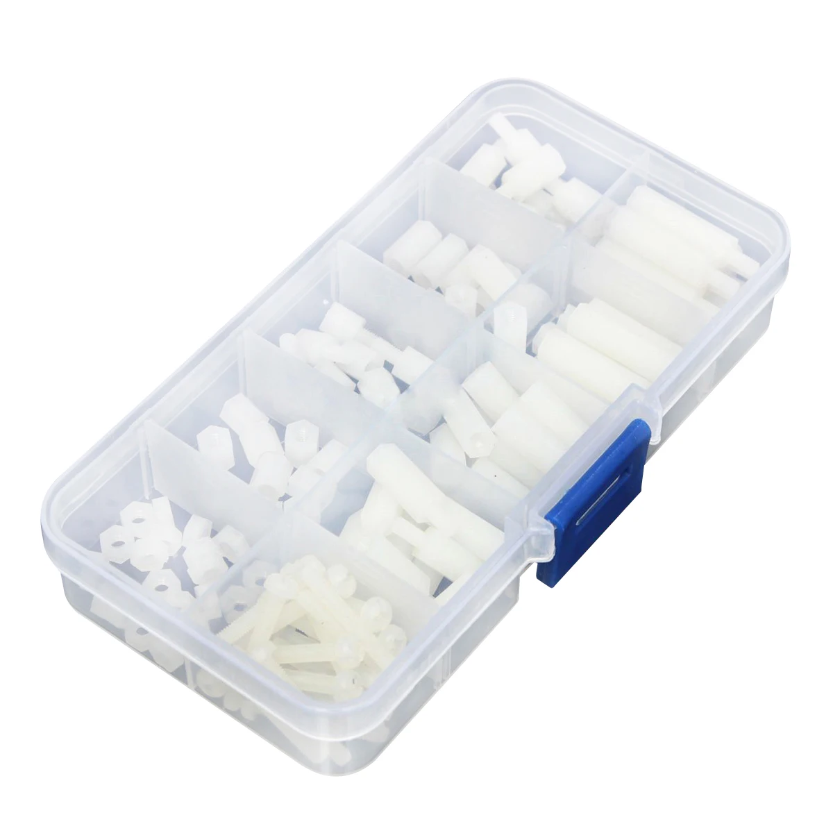 

MYLB-Box of 120Pcs M3 Nylon Hex Spacers Screw Nut Stand-off Plastic Accessories Kit White