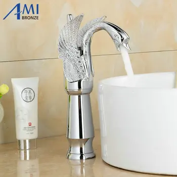 

12" Chrome Swan faucets Bathroom Brass Faucet Sink Basin Mixer Tap 9002C