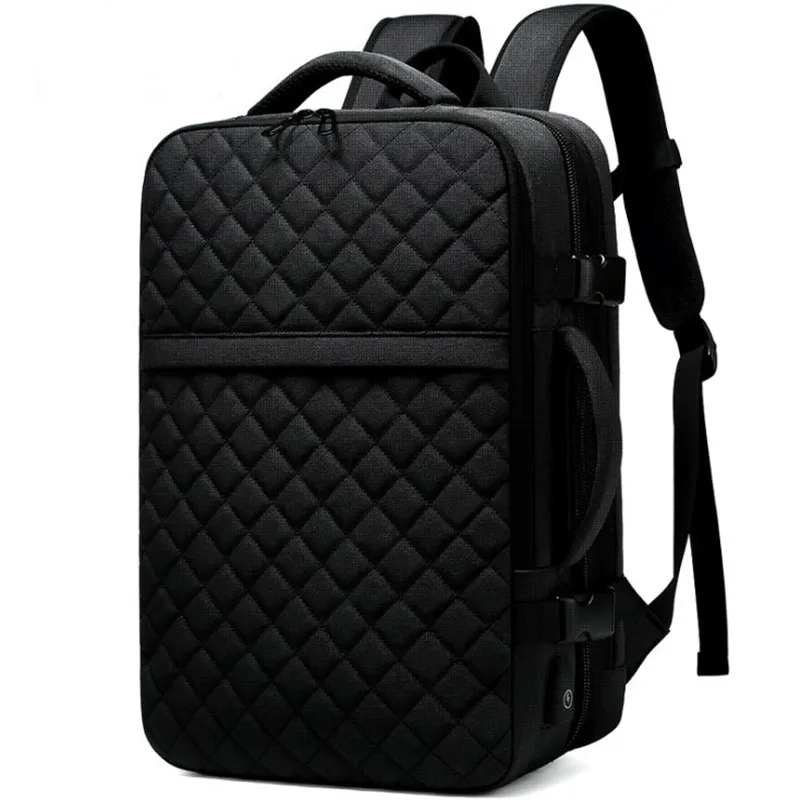 Дорожная сумка Анти-Вор модный мужской рюкзак Многофункциональный Водонепроницаемый 15,6 дюймов сумки для ноутбука мужские usb зарядка масштабируемый багаж - Цвет: Черный
