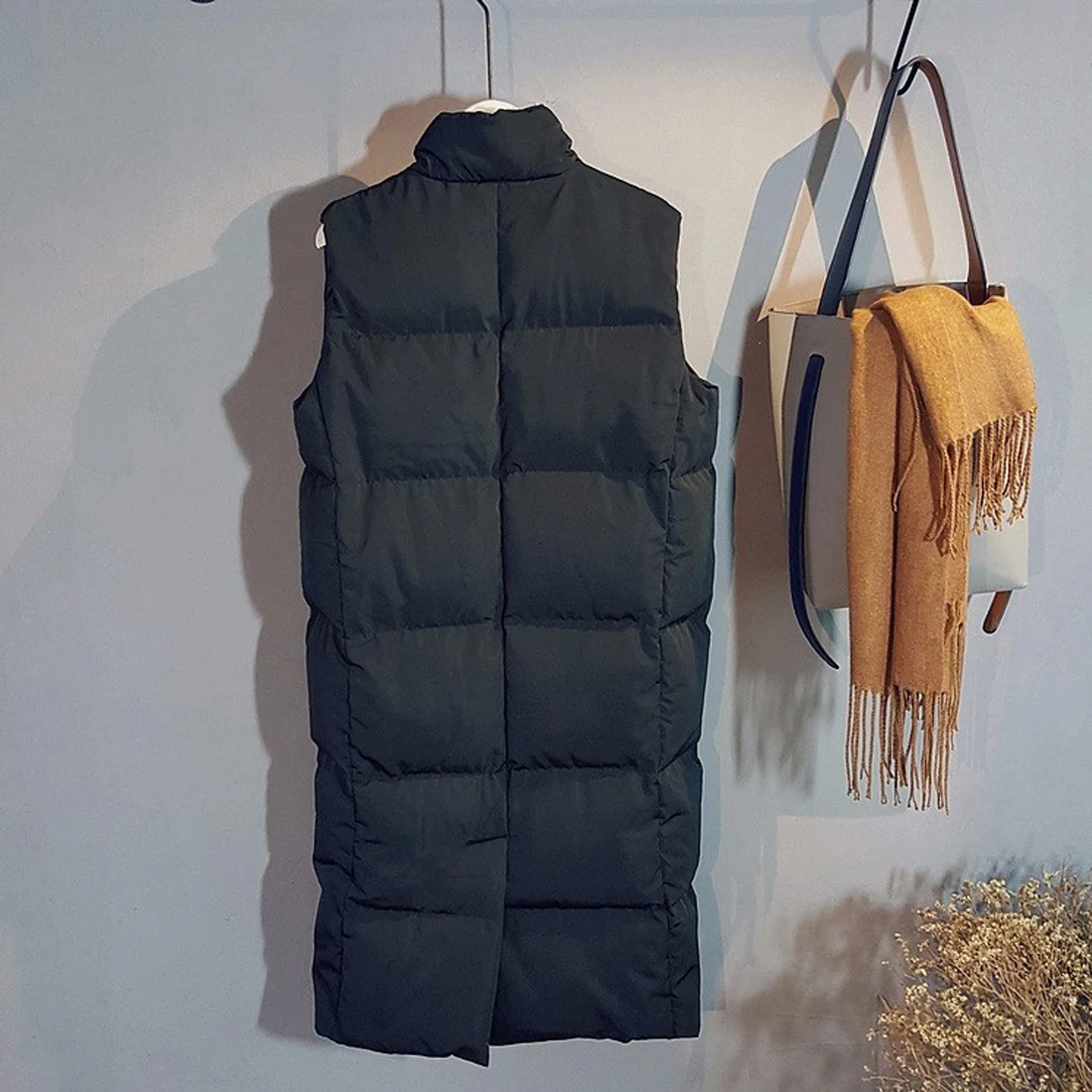 Charming Autumn Winter Women Waistcoat Sleeveless Cotton Vest Jacket Long Cotton Vest Down Coat