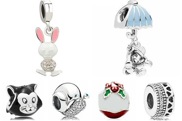 

High Quality Tribal Jewelry Crystal Cat Rabbit Enamel Pineapple Beads Fit Pandora Charms Bracelets for Women Valentine's Day DIY