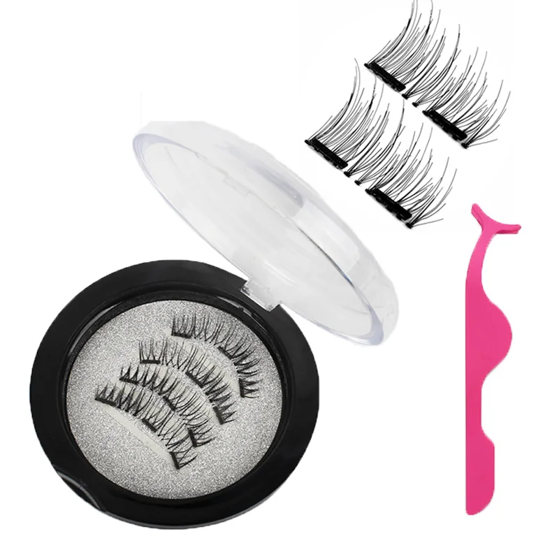 

Magnetic False Eyelashes with curler 4pcs/set 3D ,eyelash extension magnets Fake Eyelashes makeup lash