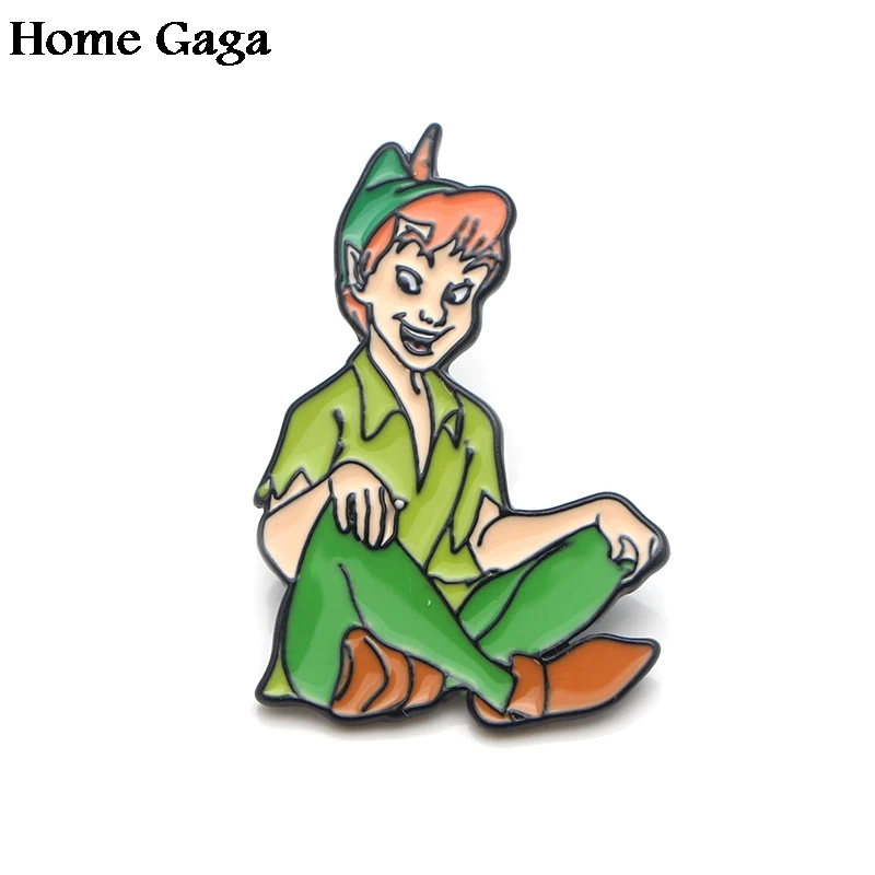 Homegaga Питер Пэн 90s винтажный цинковый галстук мультфильм забавные булавки рюкзак Броши Одежда для мужчин и женщин украшение на шляпку для значков медалей D1863