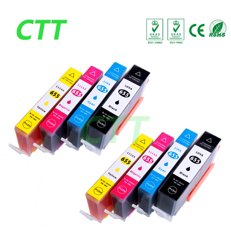 Cartuchos De Tinta Compatibles Para HP 655/655XL – Negro, Cian, Magenta, Amarillo, Para Deskjet Ink Advantage 3525, 4625, 6525, Etc.