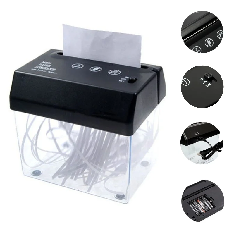 ZeHui Paper Shredder Mini USB Charging Battery Powered Electric Office Supplies 
