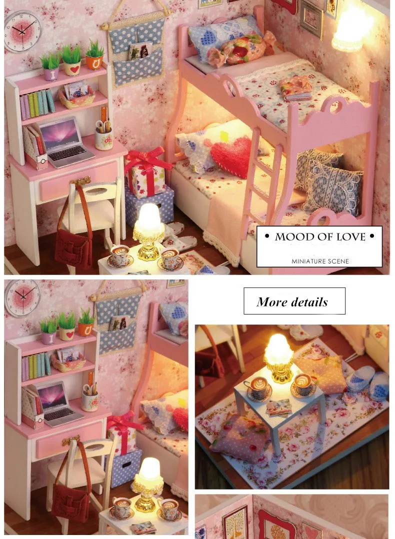 DIY Детская комната фигурки модель Роскошный миниатюрный DIY Дом С Пылезащитным покрытием Artware головоломки игрушки Детский подарок украшение дома