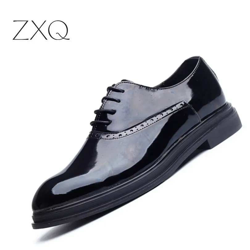 Luxury Brand Patent Leather font b Shoes b font font b Men b font Oxfords Bullock