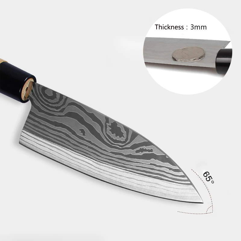 Laser Damascus Chef Knives Japanese Salmon Sushi Knives Stainless Steel Sashimi Kitchen Knife Raw Fish Fillet Layers Cooki Knife