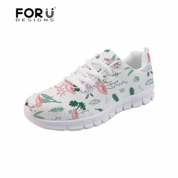 

FORUDESIGNS Flats Shoes for Women Pink Flamingo Pattern Casual Sneakers Female Mesh Comfortable Summer Women Shoes Lightweight
