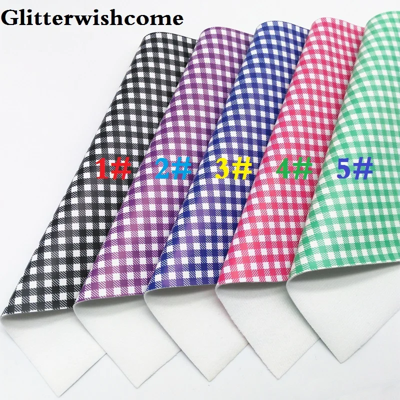 Ткань Glitterwishcome 21x29 см Размер A4 винил для бантов с принтом пледы сетки кожа ткань