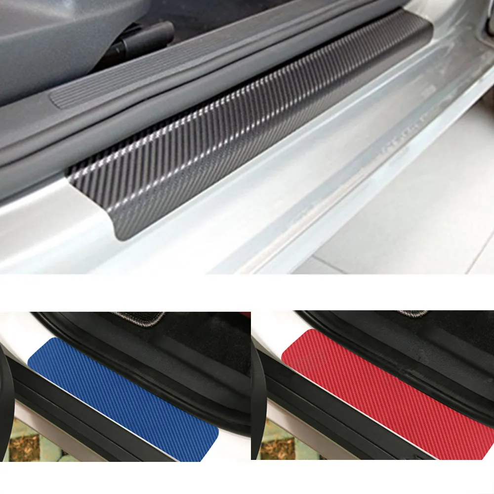 4pcs Carbon fiber Door Sill Scuff Car Door Plate Car Stickers For AUDI